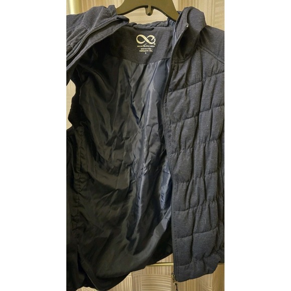 Be by Blanc Noir Navy Blue Hooded Zip-Up Quilted Puffer Vest Women's Size XLarge - Picture 9 of 9